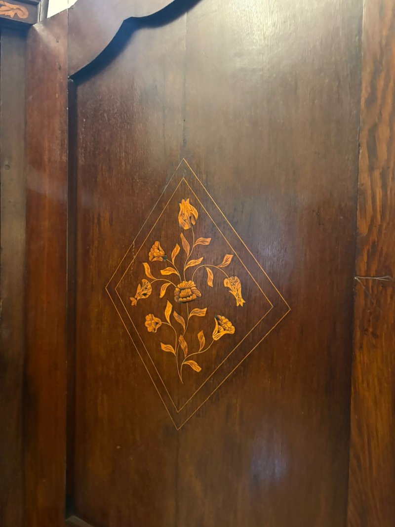 Antique Dutch Marquetry Walnut Linen Press/Cupboard